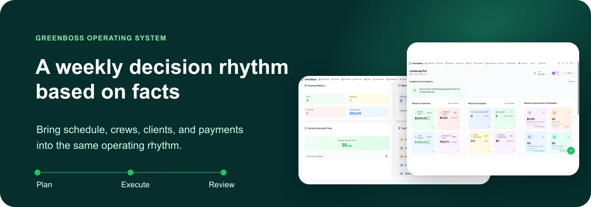 GreenBoss operating workflow for The Reporting Rhythm Every Service Business Owner Should Review Weekly