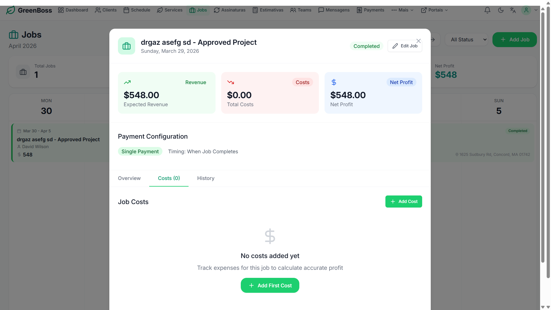Checkout de serviço com checklist