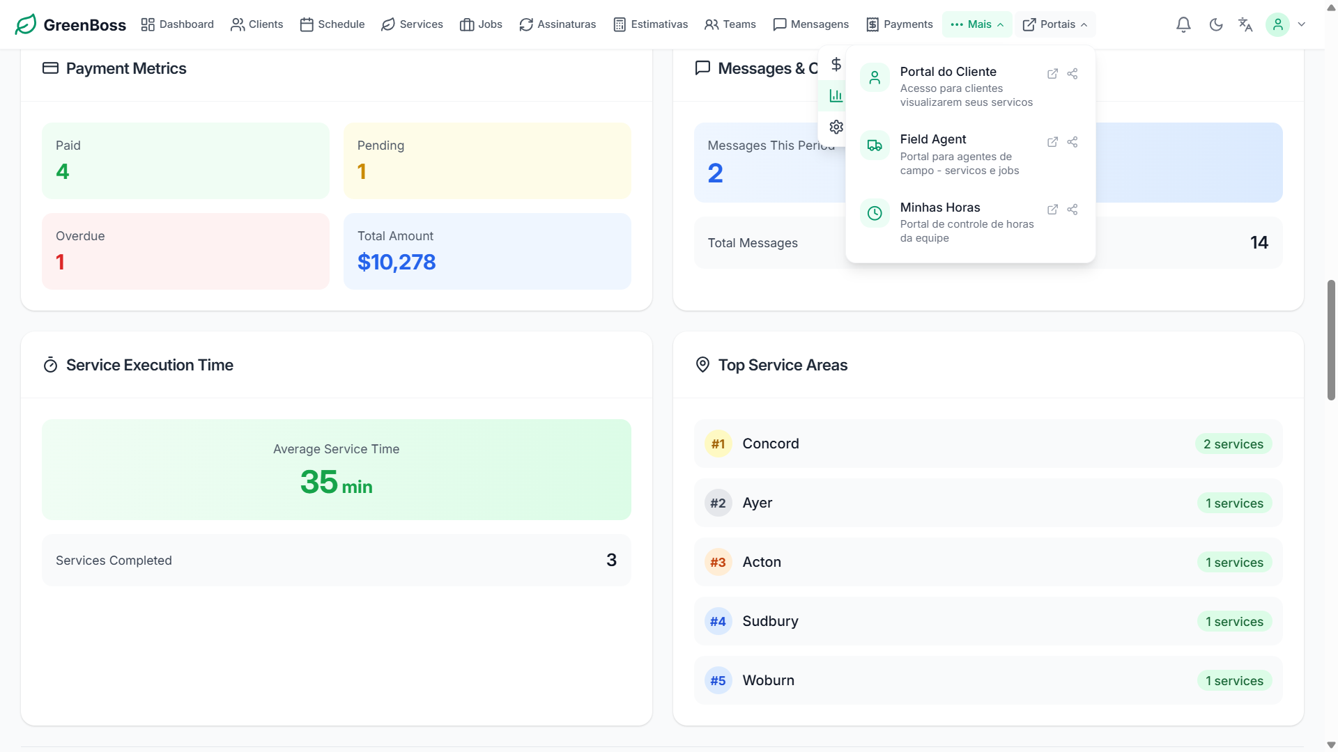 Portal do cliente Green Boss